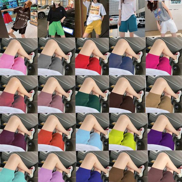 

women's jeans shorts large size loose knitted elastic waist net red pants casual student summer tide wear straight tube high, Blue