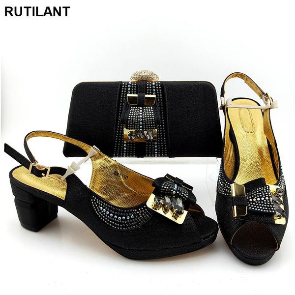 

dress shoes designer and bag for women luxury woman set with rhinestone nigerian bags wedding party, Black