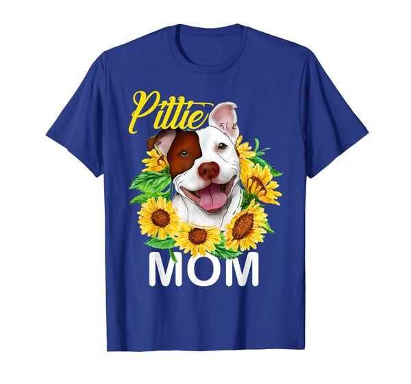 

womens pitbull pittie mom sunflower t shirt mothers day gift, White;black