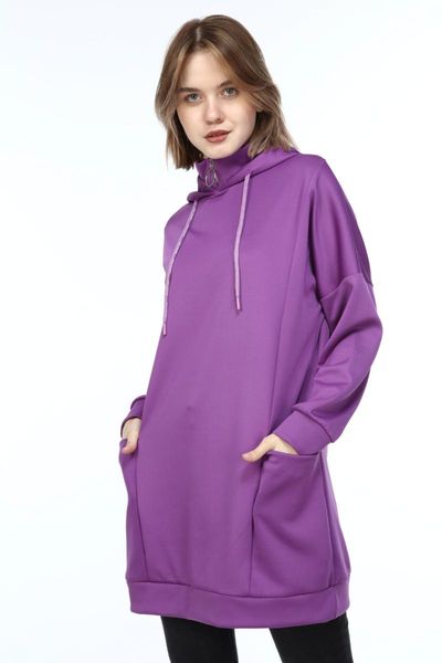 

manga woman tall sweatshirt hoodie with neck zipper, Black