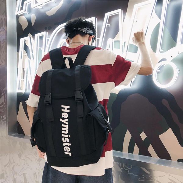 

backpack bag men's fashion trend high school college student female korean version of the drawstring strap