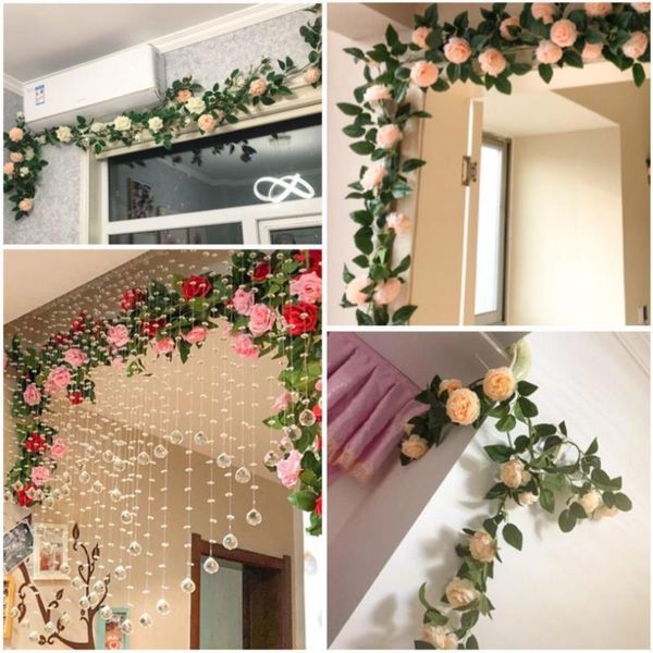 

decorative flowers & wreaths white artificial silk fake garland peony eucalyptus plants vine hanging for wedding home party garden craft arc