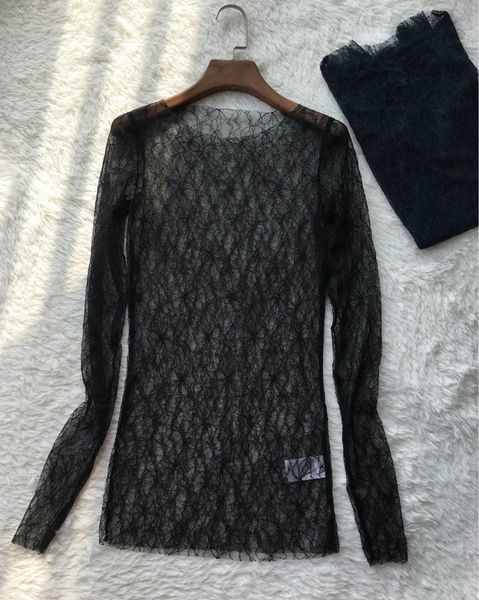 

2021 new mulher luz ver atravs do lao manga longa bottoming t camisa 07nt, White