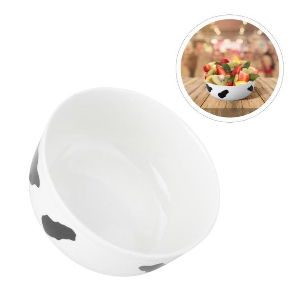 

1pc fruit salad bowl ceramic ramen bowl home cow pattern snack bowl(black white)