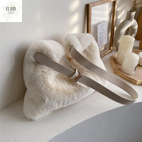 

fashion plush shoulder bag for women cute handbags luxury faux fur lady messeneger bag large capacity tote purses 2021 winter