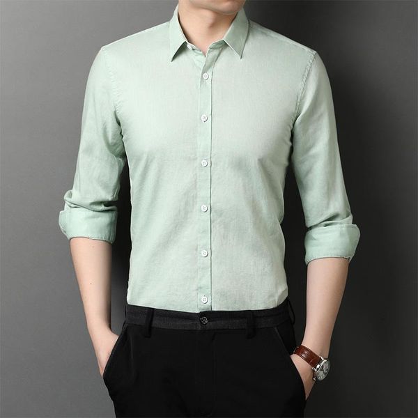 

men's casual shirts male 2021 spring autumn shirt fashion men lapel long-sleeved zde1758, White;black