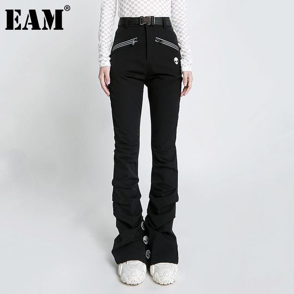 

women's pants & capris [eam] high waist black pattern long wide leg trousers loose fit women fashion tide spring autumn 2021 1de1148, Black;white