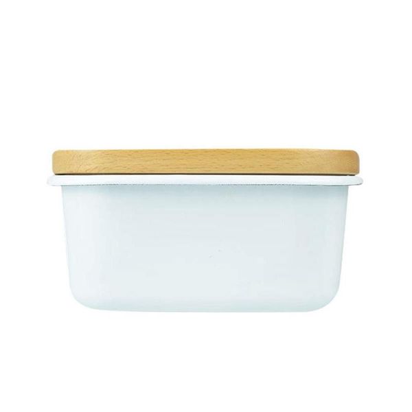 

storage bottles & jars enamel butter dish - with lid, porcelain beechwood keeper container cover f