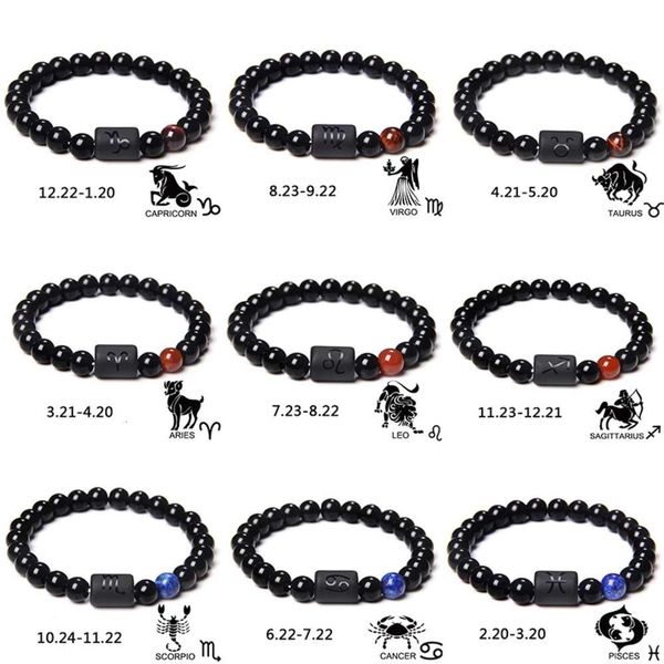 

selling 12 constellations tube bead bracelet tiger eye smooth black lapis lazuli romc fashion bracelet, Golden;silver