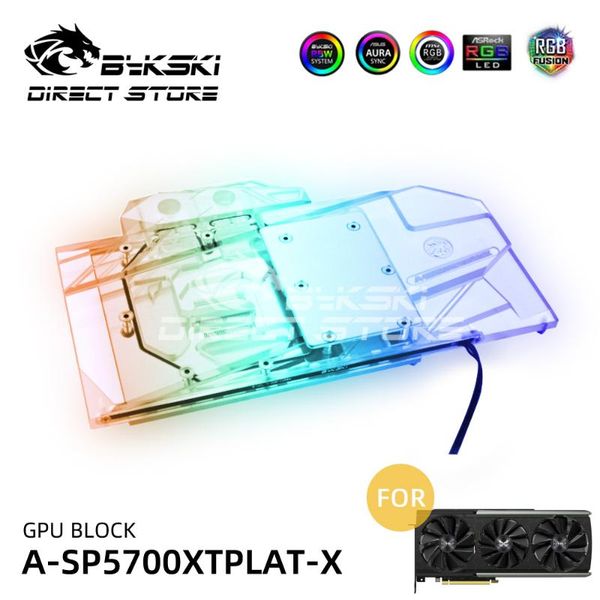 

fans & coolings bykski a-rgb vga block full coverage for sappire radeon rx 5700xt nitro gpu water liquid cooler heatsink a-sp5700xtplat-x