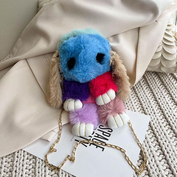 

evening bags color dead bag woman 2021 chain cross shoulder cartoon cute plush