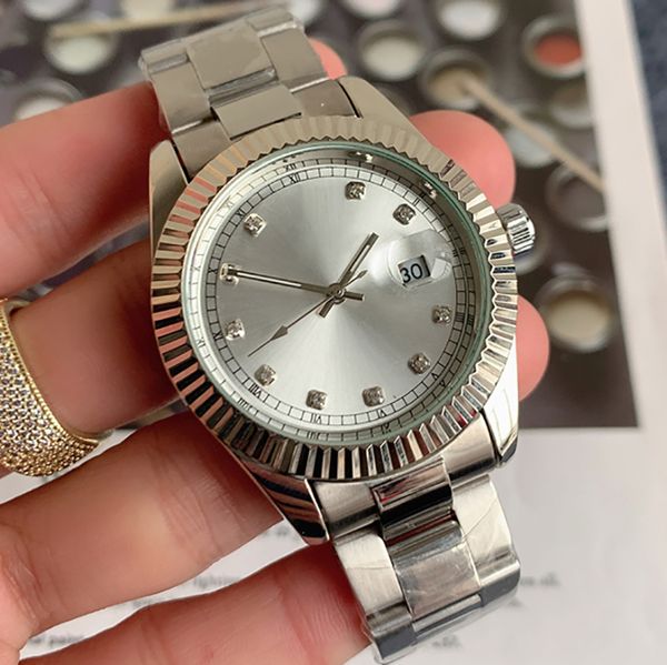 

1-2021 new version diamond men watch 41mm quartz movement stainless steel fashion designer watch journal luxury watches montre de luxe, Slivery;brown