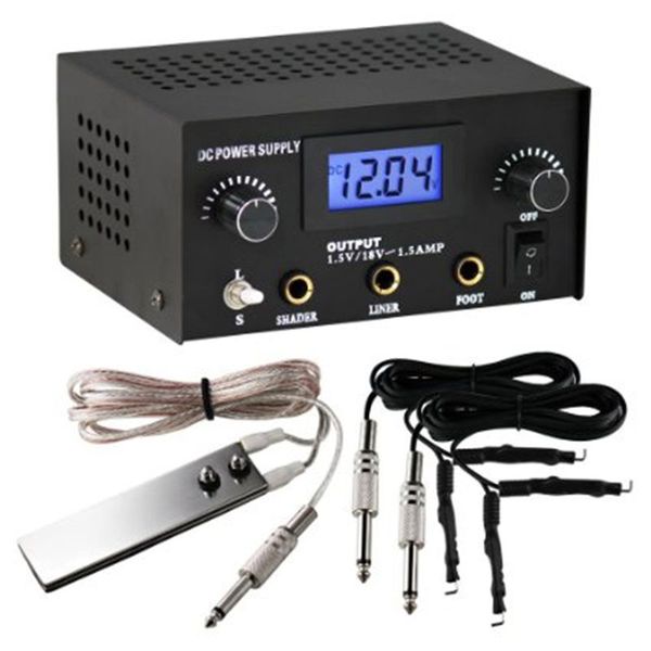 

crazy tattoo power new black dual digital lcd tattoo power supply kit with plug 2pcs clip cord 1pc foot pedal ing