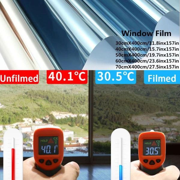 

30/40/50/60/70x400cm one way mirror window film self-adhesive reflective solar film privacy window tint decorative films