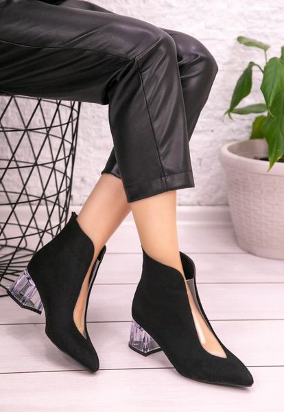 

boots sultan joma suede leather ankle boots, black mid transparent heel comfort casual fancy booties shoes for women 2021