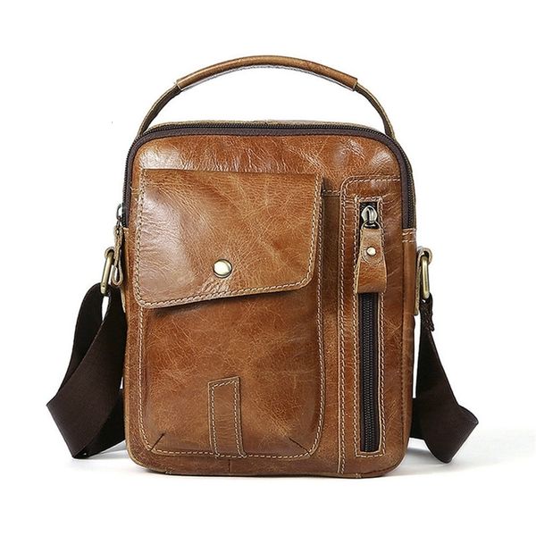 

100% natural leather men's shoulder bag, leather fashion shoulder bag, mnn brown leisure bag