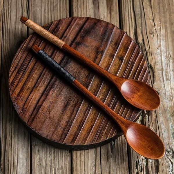 

spoons long handled wooden spoon large wood soup korean dinner tablespoon honey teaspoon kitchen tableware