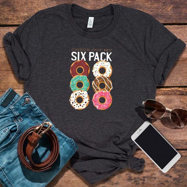 

women's t-shirt donut six pack graphic t shirts 2021 women fashion funny summer casual vintage woman tees l, White