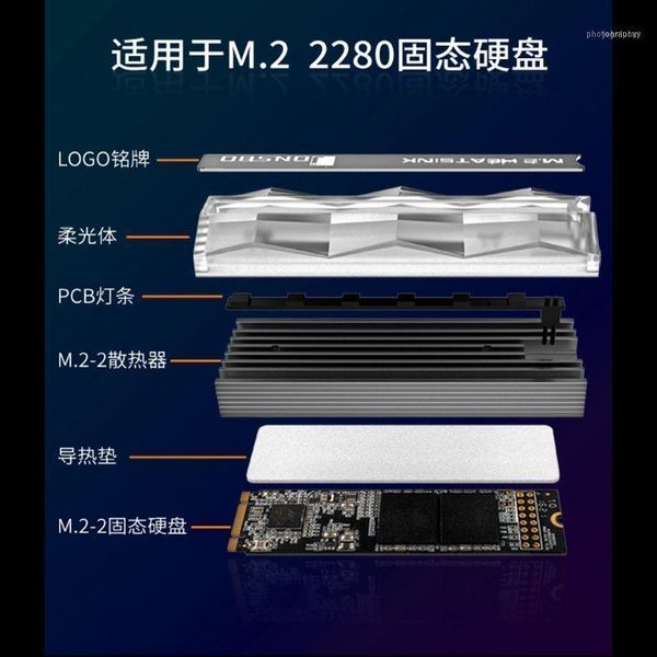 

magic color colorful light heat sink sata nvme ngff 2280 m.2 ssd cooler kit b85a11