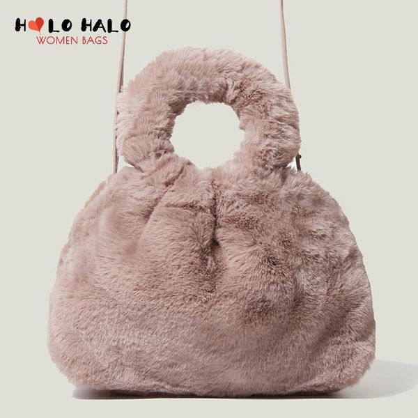 

evening bags fashion plush crossbody casual purses and handbags simple ladies chain solid color shoulder women's wallet shell bag