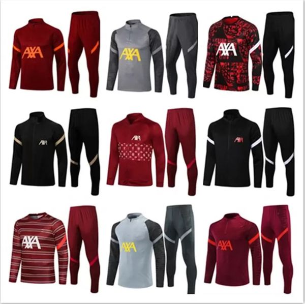 

21/22 mens football tracksuit soccer jacket 2021 2022 men training suit survetement foot chandal tuta jogging sets ww, Black