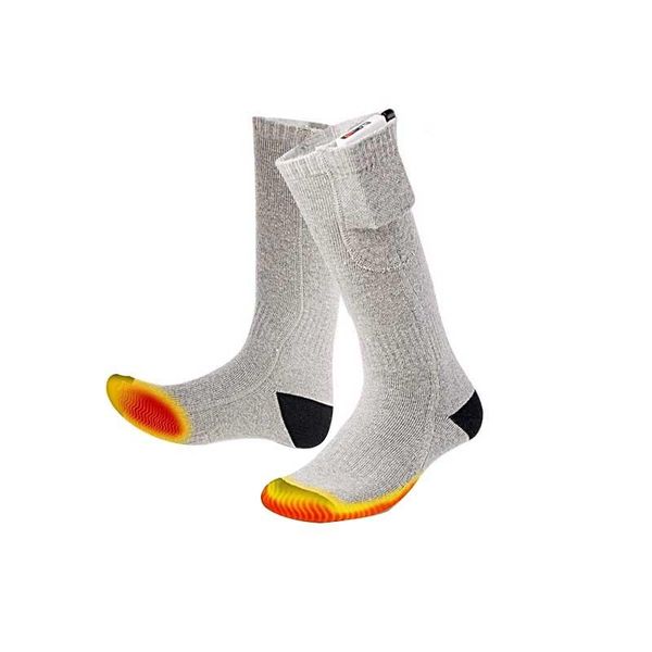 

sports socks electric heated skiing for men women winter warming cycling hiking snowboard rechargeable battery, Black
