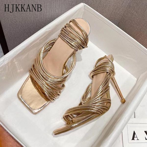 

sandals runway thin high heel women summer square open toe party dress shoes ankle strap cross tied leisure sandalias lady, Black