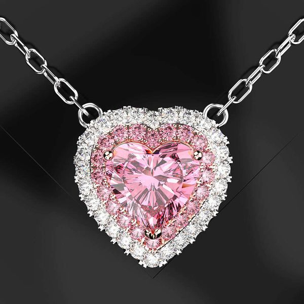 

hbp luxury new fashion simple love shaped clavicle necklace imitation pink jewelry accessories, Silver