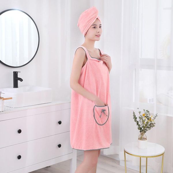 

towel coral fleece bath towels sling shoulders bathrobes soft absorbent tube microfiber and skin-friendly