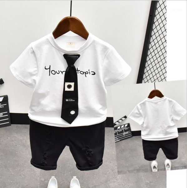 

clothing sets kids baby outfit set cute summer toddler infant boys girls t-shirt + short pants 2pcs clothes 2-6years, White