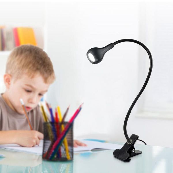 

table lamps desk black sliver 5v switch power home indoor bedroom child study book light night clip led usb reading lamp