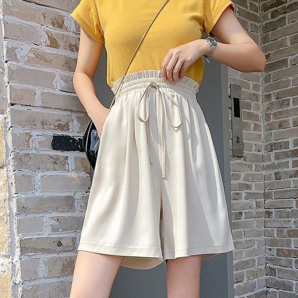 

women's pants & capris wide leg female student 2021 summer high waist loose slim casual shorts versatile straight, Black;white