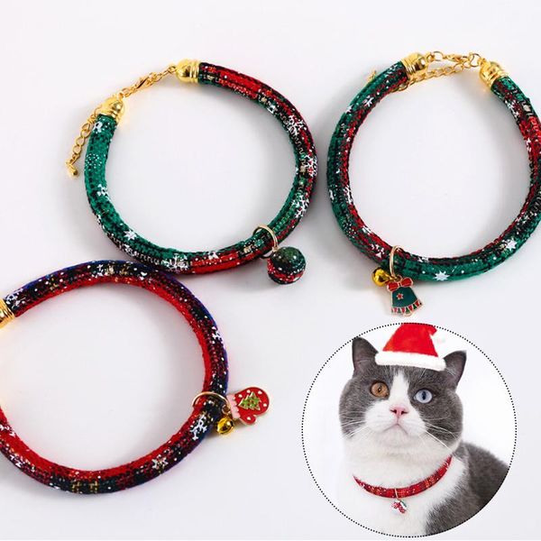

cat collars & leads cute christmas style snowflake lattice dog collar durable convenient pet accessories stylish pendant bell