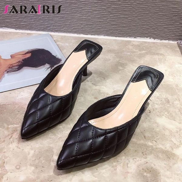 

dress shoes sarairis classic elegant female pointed toe slip on solid black pumps 2021 fashion thin heel women summer woman