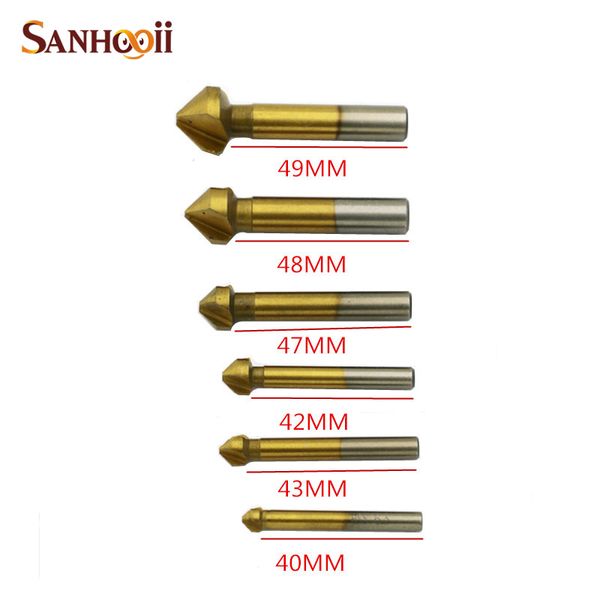 

hard metals titanium three edge chamfer chamfering end mill cutter bit 3 flute hss countersink set drill bit tool gadgets zm56