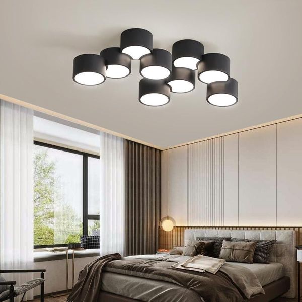 Deckenleuchten Moderne LED-Lampe Zylinderkombination Design Kronleuchter für Schlafzimmer Wohnzimmer Esszimmer Schwarz Weiß Dimmbare Beleuchtung