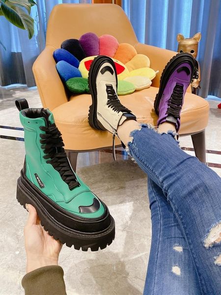 

boots european station frosted leather thick bottom muffin slope heel lace contrast motorcycle casual women's shoes, Black