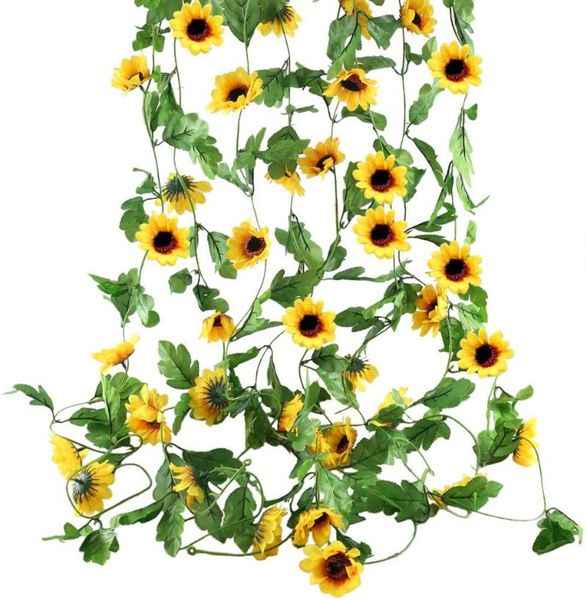 

decorative flowers & wreaths 3pcs 2.5m artificial sunflowers hanging vine fake garlands home office garden outdoor wall greenery jungle part