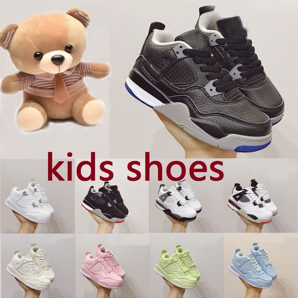 

4 kids basketball shoes children breathable soft elastic toddler sports red chicago boys girls 4s basketball pour enfants athletic sneakers