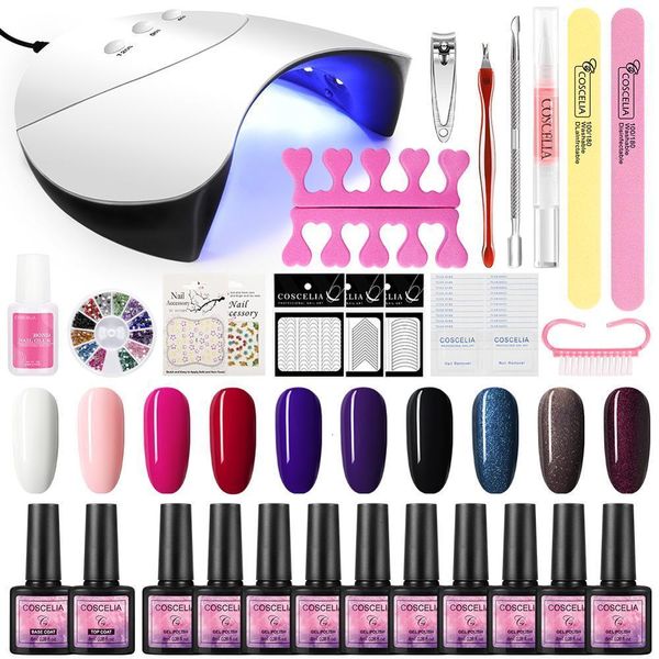 

new led lamp dryer with 8/10/12 pcs nail polish kit all for new soak off gel tools set