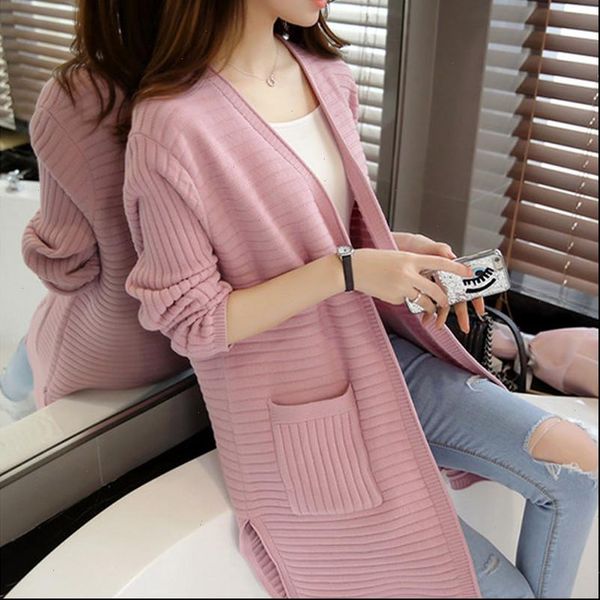 

women knitted cardigan coat autumn winter 2021 new casual v neck long sleeve shawl knitted sweater coat female jacket r723, White;black