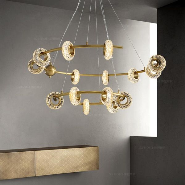 

donuts, copper chandeliers, luxury, postmodern simplicity, creative living room and dining room, personalized creative led light