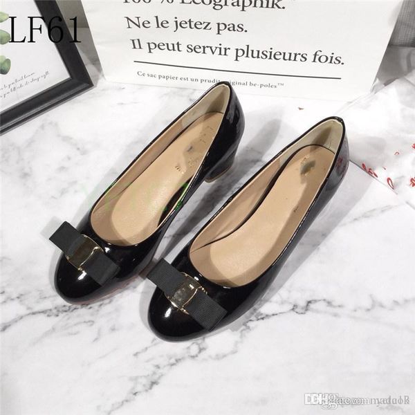 

sp 19ss new designers luxury trendy pumps women patent leather dress shoes woman lower heels boat shoes wedding shoes zapatos mujer 33, Black