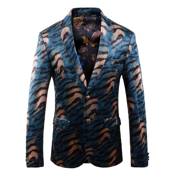 

men's suits & blazers 2021 autumn suit jacket personality leopard fashion jacquard print banquet groom wedding party tuxedo blazer, White;black