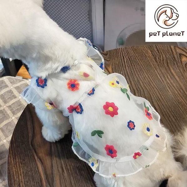 

pet clothes dog clothes summer thin mesh gauze skirt flower skirt cat summer teddy bear mesh gauze