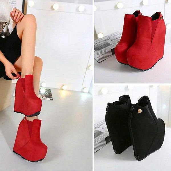 

boots european station 2010 women's 16cm slope with inner increased high heel roman, Black