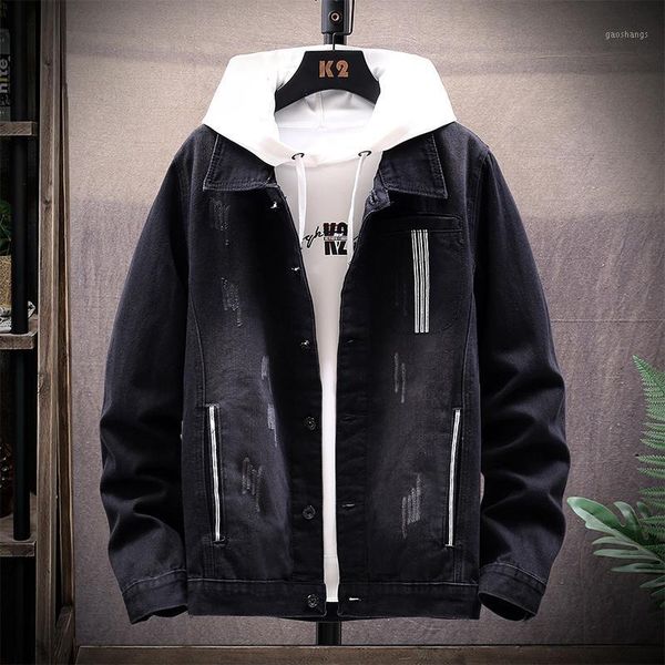 

men's jackets denim jacket fall trend lapel long sleeve tooling1, Black;brown