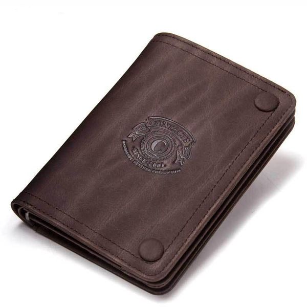 

wallets men's wallet leather handmade retro fashion casual layer multi-functional short paragraph, Red;black