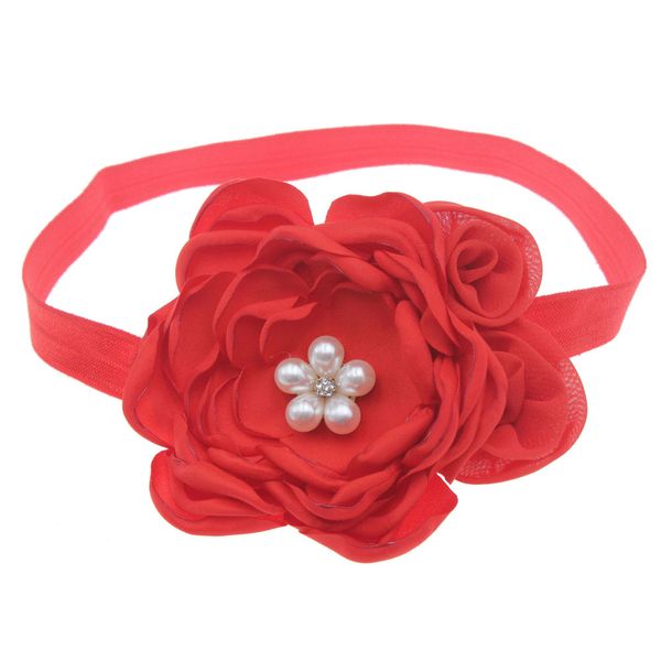 

6color infant headbands ins rhinestone flower headband baby red headband hair bows valentines day chiffon headband, Slivery;white
