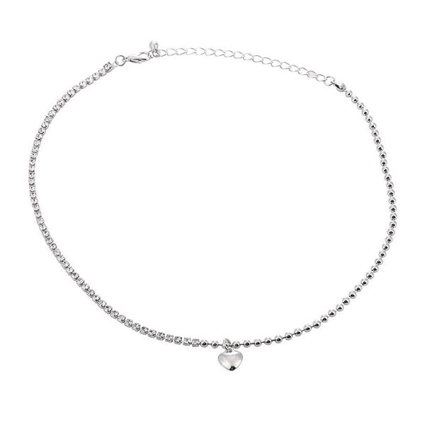 

pendant necklaces fashion love heart women short beads chain clavicle choker necklace jewelry collares largos mujer, Silver